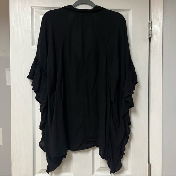 Free People Black Endless Summer Button Down Butterfly Sleeve Gauze Tunic - Picture 3 of 4